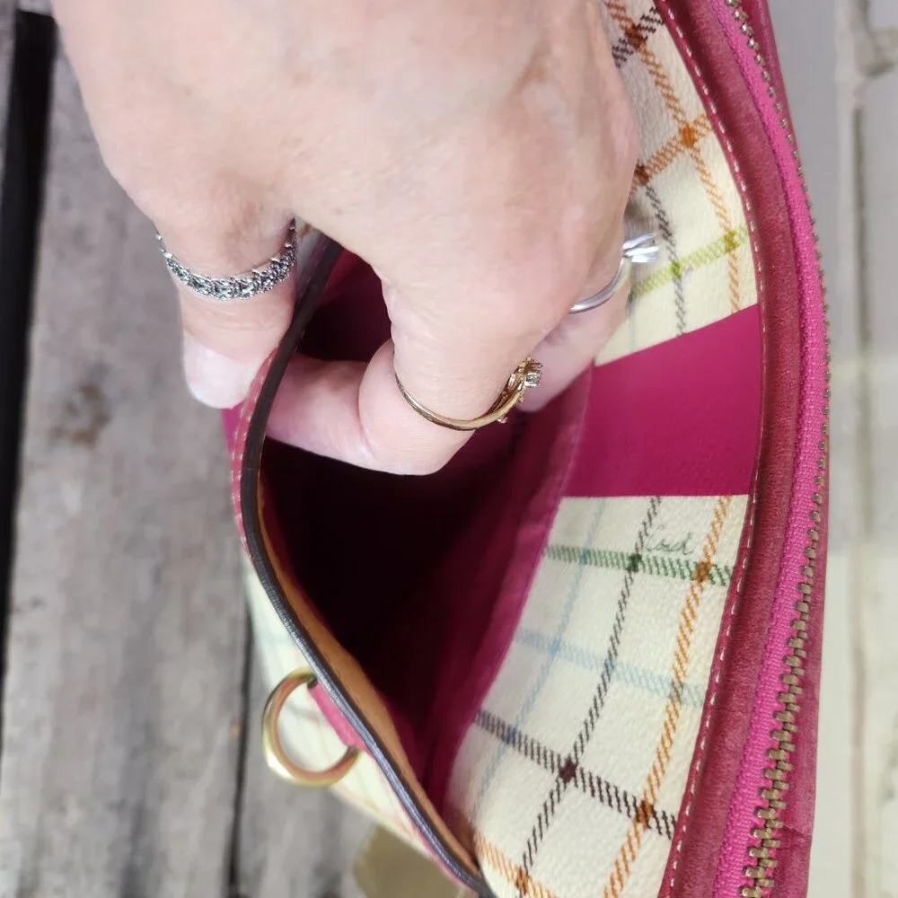 Euc Coach Multi-Color Heritage Tattersall Crossbody Bag Purse